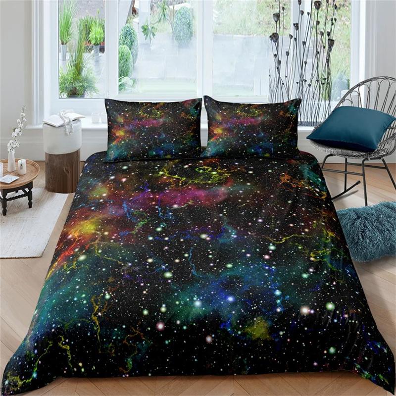 Galaxy Theme Blue Purple Design Duvet Cover Full Size For Girls Boys Teens Kids Gifts Starry Dream Sky Bedding Collection Room Decor