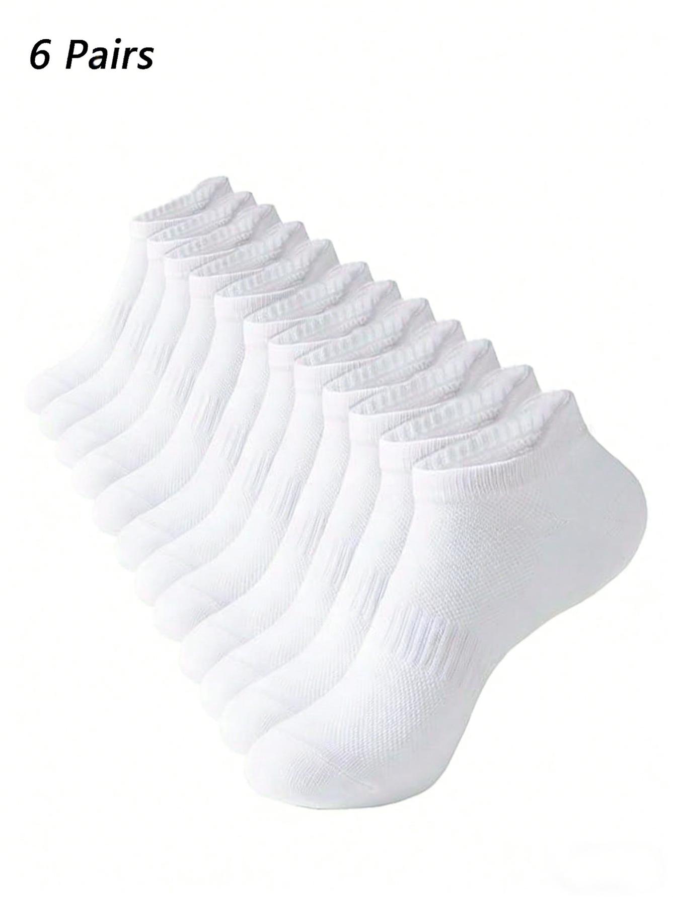 

6 Pairs Women Men White Ankle Socks Breathable Mesh Non-Slip Casual Athletic No Show Socks For Spring Summer 44-46 (M-L)