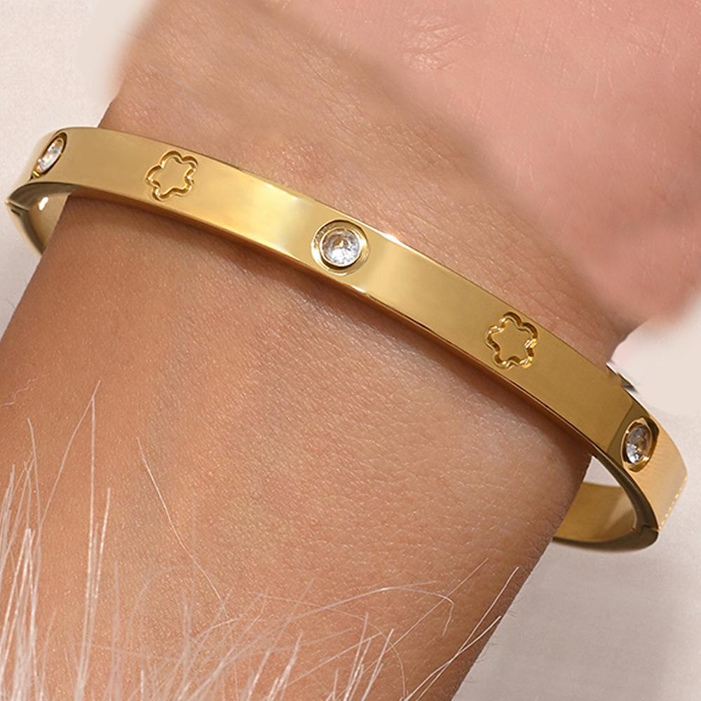 Elegantes Zirkonarmband - Weißer Titanstahl für Damen