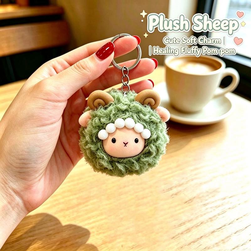 Cute Fluffy Sheep Plush Keychain Soft Fuzzy Material Perfect For Backpack Decoration Birthday Gifts For Kids And Adults