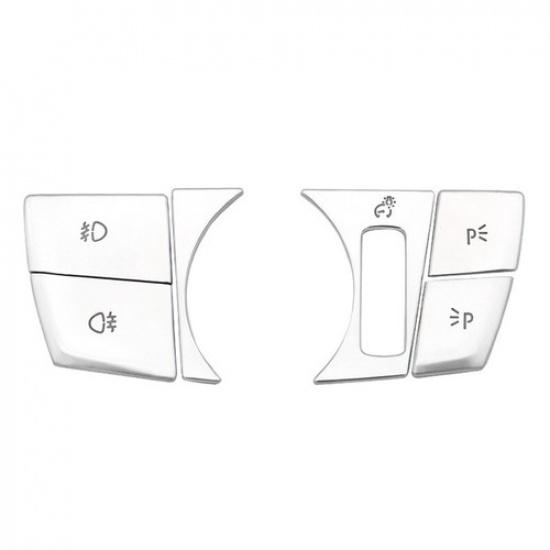6pcs Silver ABS Car Front Headlight Switch Button Cover For BMW 5 G30 G31 17-23