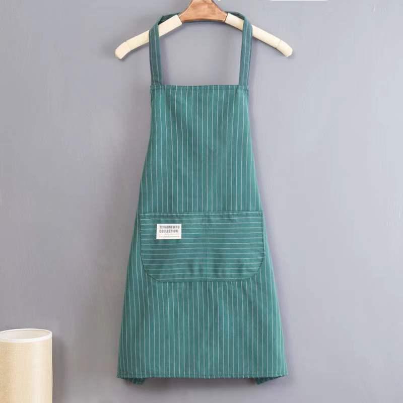 Striped Sleeveless Kitchen Apron - Halter Neck, Breathable, Anti-Fouling, Polyester Cotton Blend