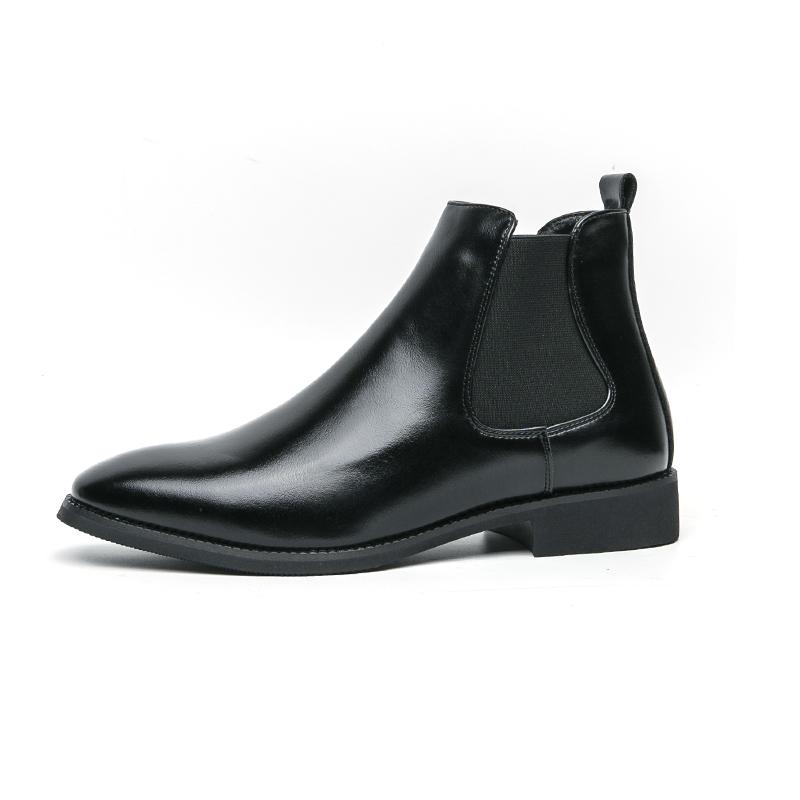 

2026Fashion Shoes British Style Outdoor Shoes Men s Pointed Toe Boots High - Top Leather Casual Business Formal Office Footwear 38 чёрный