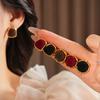 6 Colors Retro Red Flocking Trapezoid Stud Earrings Women's Round Geometric Velvet Ear Studs Charms Casual Ear Jewelry Bijoux K1