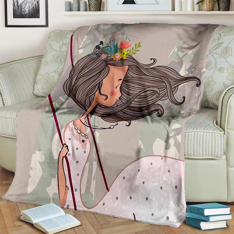 Süßes Ballettmädchen, Ballerina, Fee, Schwan, Einhorn, Cartoon, 3D-Decke, weiche Überwurfdecke für Zuhause, Schlafzimmer, Bett, Sofa, Picknick, Reisen, Kinder