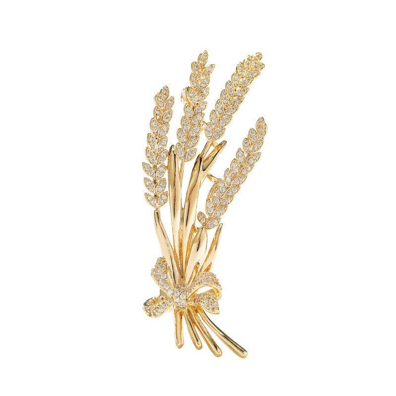 

Wheat Ear Bow Brooch: Elegant Coat and Suit Accessory золотой