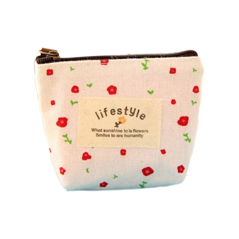 Practical Headset Holder Wallet Flower Printed Coin Purse Women's Fabric Purse Coin Bag with Convenient Fastening