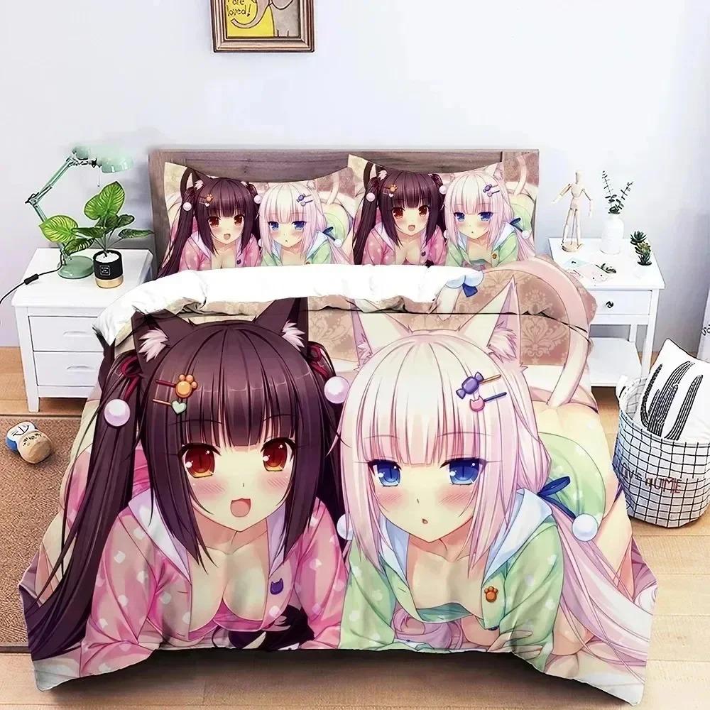 Anime Nekopara Sexy Girl Bedding Set For Bedroom Soft Modern Bedspreads Comefortable Kids Duvet Cover Quilt Cover And Pillowcase