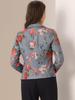 Allegra K Women's Gray Floral Blazer Jacket, Long Sleeve, Print, Notch Lapel, Open Front, Short Length, Size S