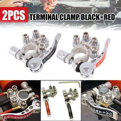 2x Battery Terminal Connector Clamp Quick Release/Adjust Disconnect for 12v 6v 24v Boat Race Car UTV Tractor Truck