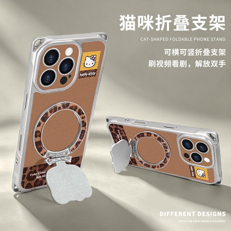 Leopard Print Cat Bracket Is Suitable for Apple 11promax Mobile Phone Case Iphone11 Four-corner Lanyard 11 Maillard 11.