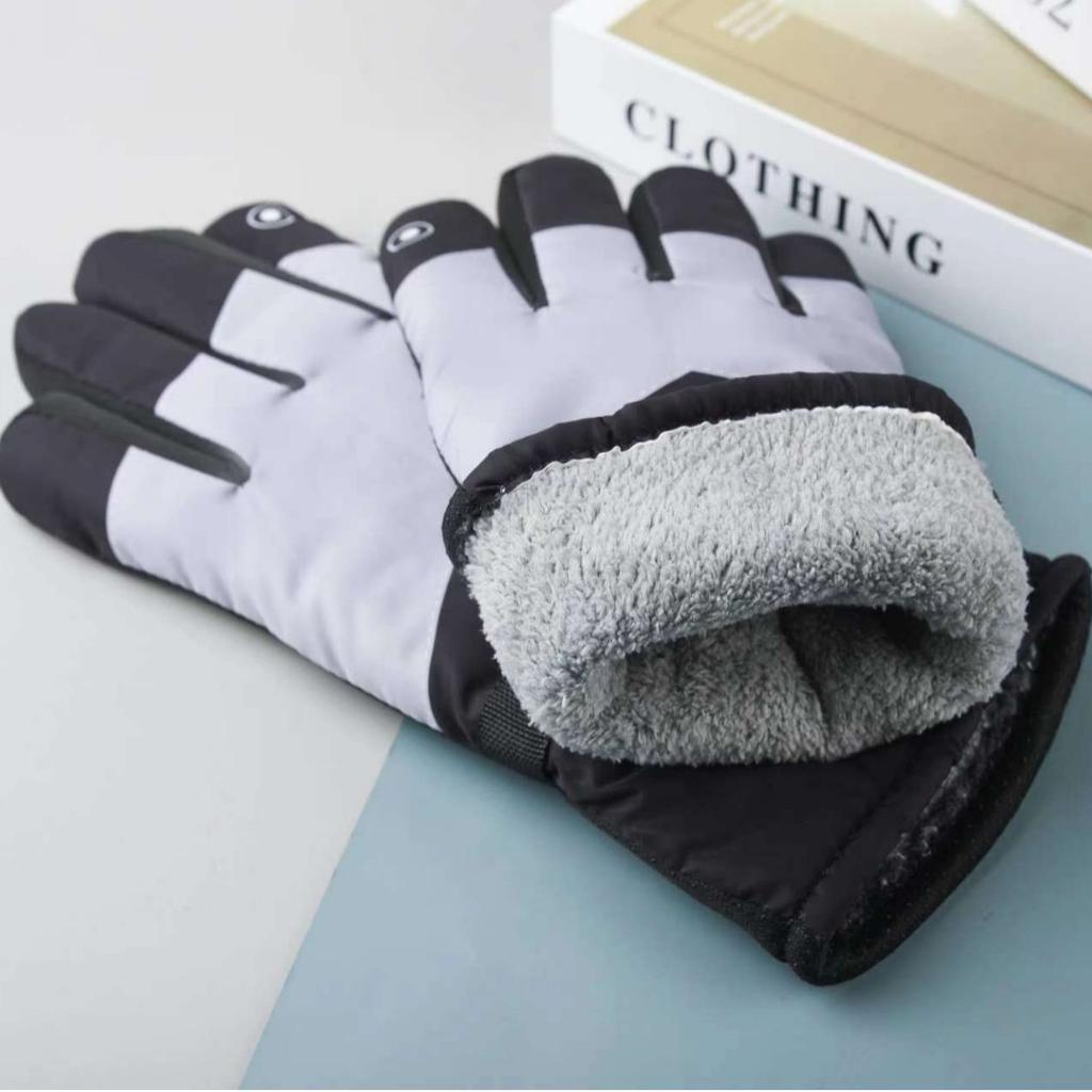Men's Gloves Winter Velvet Thickened Warm Ski Riding Windproof Snow Gloves Printed Cycling Motorcycle Gloves