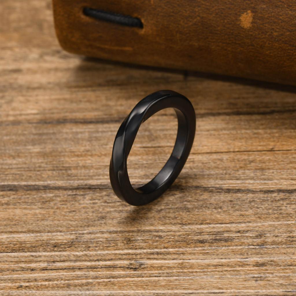 Stylish Statement Mobius Rings for Men, Waterproof Stainless Steel Solid Metal Finger Bands, Love Forever Promise Gifts Jewelry
