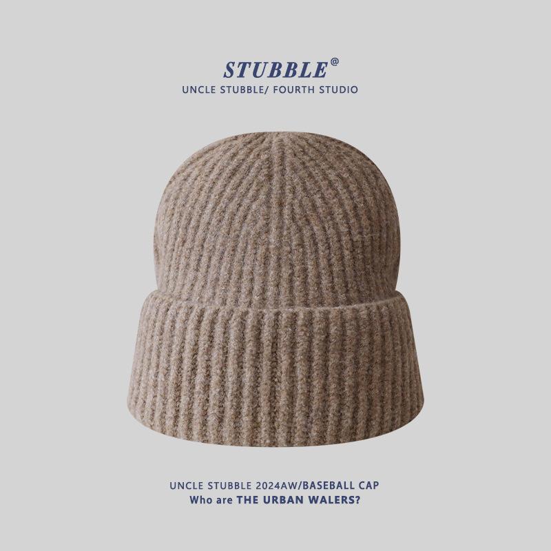 Solid Color Light Version Knitted Hat In Stock Simple and Versatile Warm Woolen Hat Large Head Circumference Cold Hat
