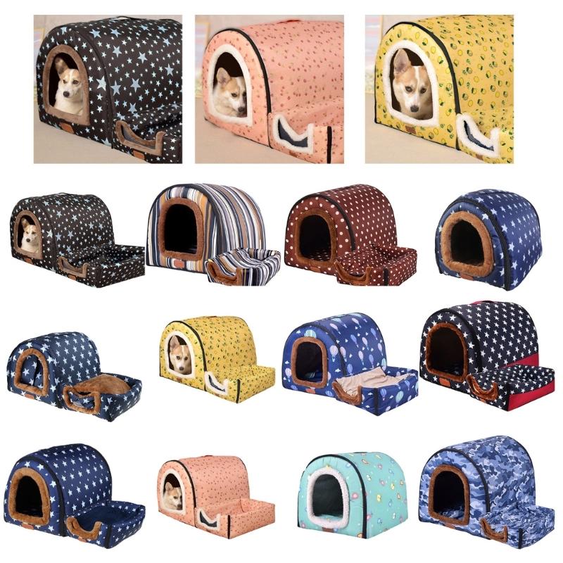 Pet Warm Bed House Soft Indoor Semi-closed Cave Tent for Cat Kitten Puppy Small Animals Pet Thicken Cushion Pad