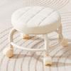 PU Leather Rotating Rolling Stool Waterproof Rolling Pulley Chair Round Stool With Wheels  SPA
