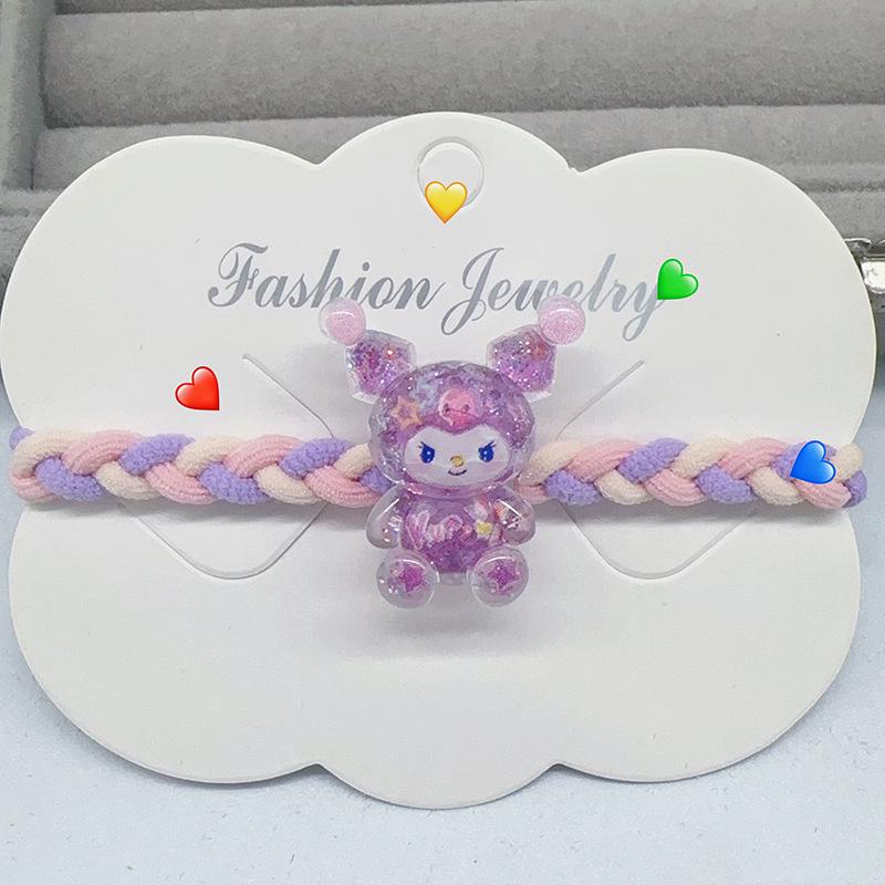 Nové svítící gumičky do vlasů Sanrio Kuromi pro dívky - Elastické kreslené doplňky