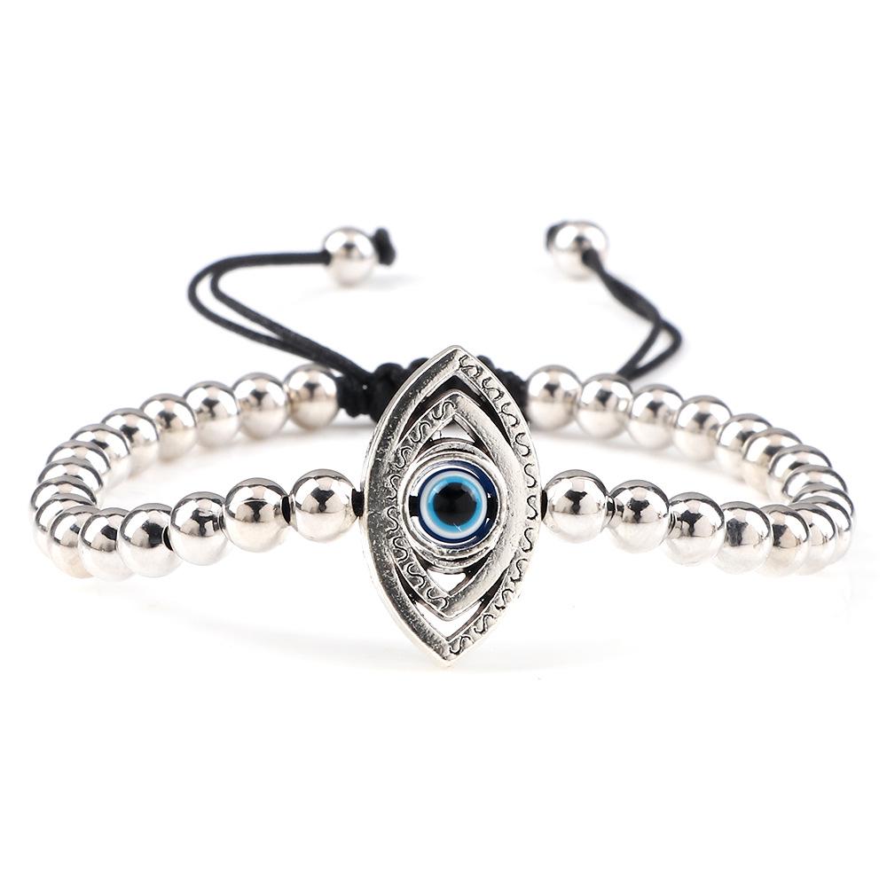 Women's Simple Fashion Bracelet: 5mm Copper Beads with Evil Eye Spacer