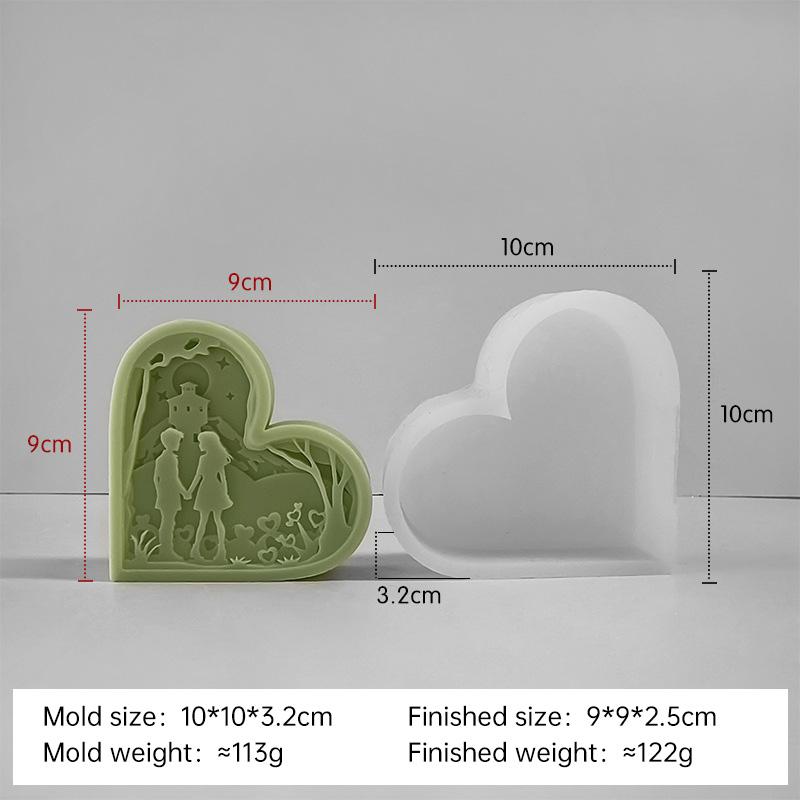 

DIY Valentine s Day Couple Aroma Candles Silicone Mold Handmade Gift Love Heart Crystal Resin Plaster Ornaments Molds