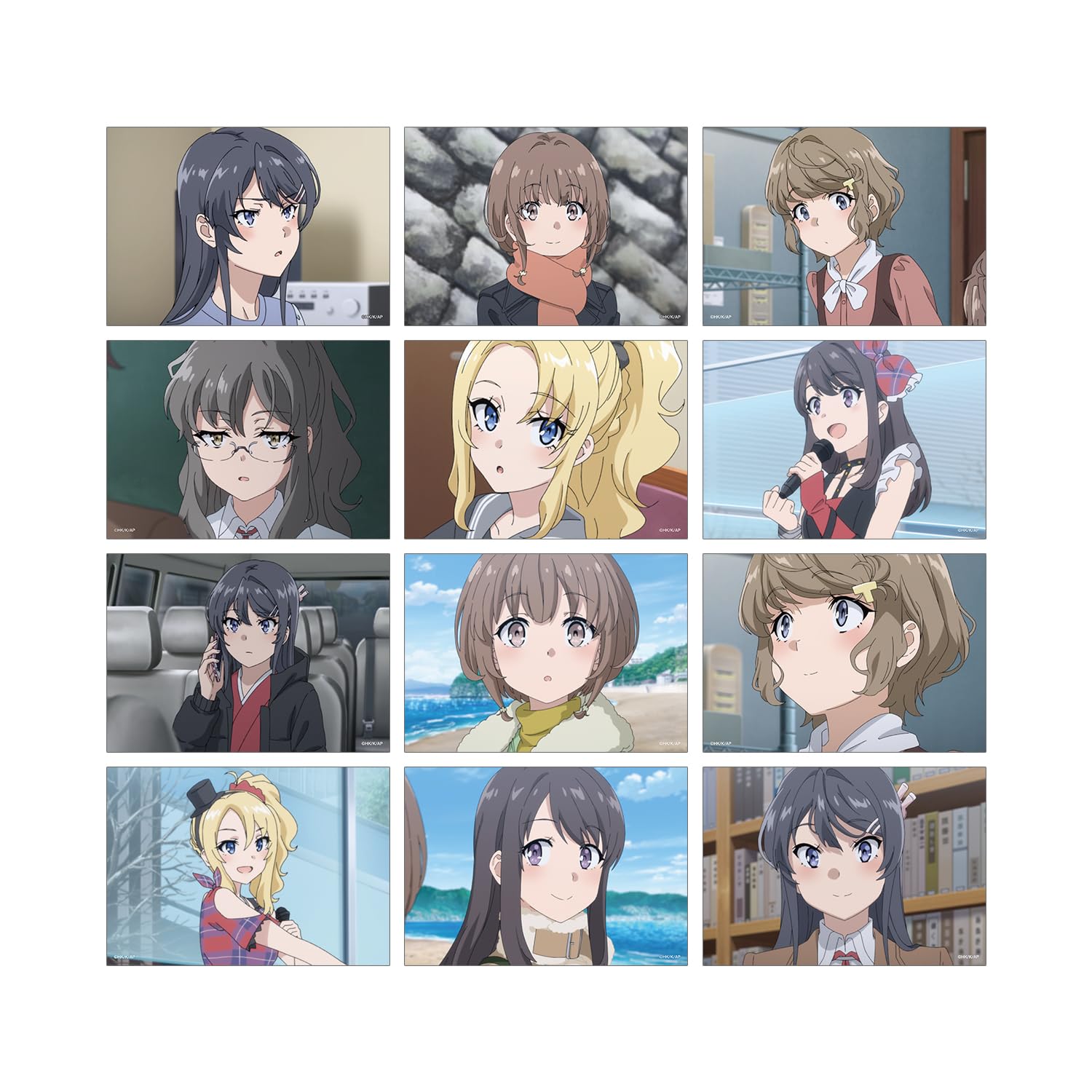 

Негодник не мечтает о девушке, которая видит сны, Коллекционный набор бромидов со сценами, 12 штук