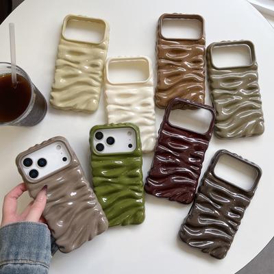 Three-dimensional Pleated Cream Pattern Is Suitable for iPhone16Pro Max Apple 17 Mobile Phone Case 14/15 Simple Solid Color Case