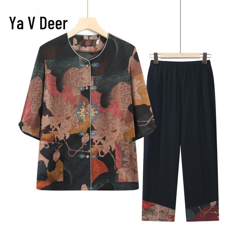 Yalu Women s Summer Tang Suit Style Two-Piece Set 5XL
