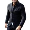 Men's Casual And Trendy British-style Solid-color Warm Cardigan Sweater, Men's Long-sleeved Button-up Stand-up Collar Sweater