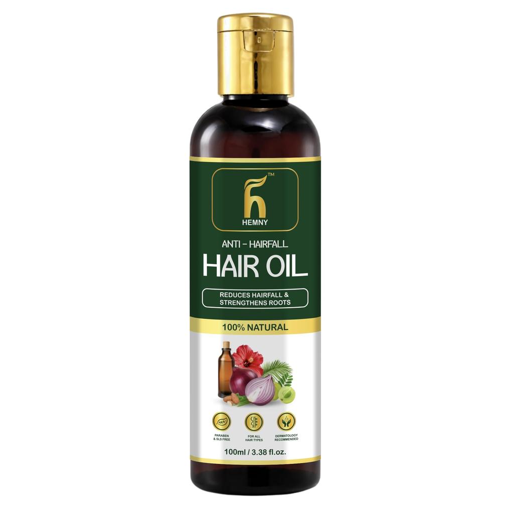 Hemny Anti Hairfall Hair Oil For Men & Women | Promotes Hair Growth & Reduces Hair Fall | With Hibiscus, Almond,Castor, Amla, Neem,Coconut and Bh
