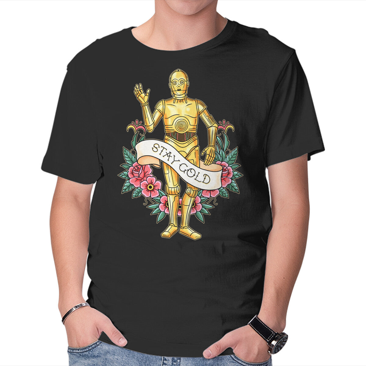 Unisex Crew Neck T-Shirt Stay Good Stay Gold Graphic Short Sleeve Casual Tee XS