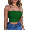 Women Sexy Solid Color Strapless Cropped Mini Bustier Slim Elastic Tube Top