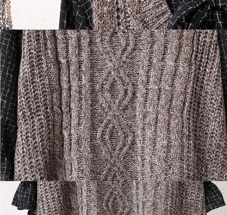 Women's V-Neck Sweater Vest & Knitted Top Set - Mid-Length, Thickened, Korean Style, Sleeveless for Autumn/Winter 2024
