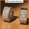 Huitan Versatile Women Hoop Earrings Full Sparkling CZ Fashion Silver Color Accessories for Wedding Party Luxury Lady Jewelry