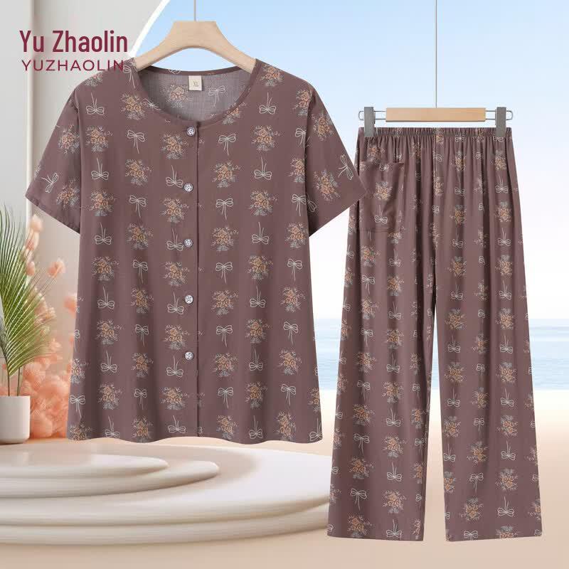 YUZHAOLIN Women s Summer Short Sleeve Pajama Set 2XL
