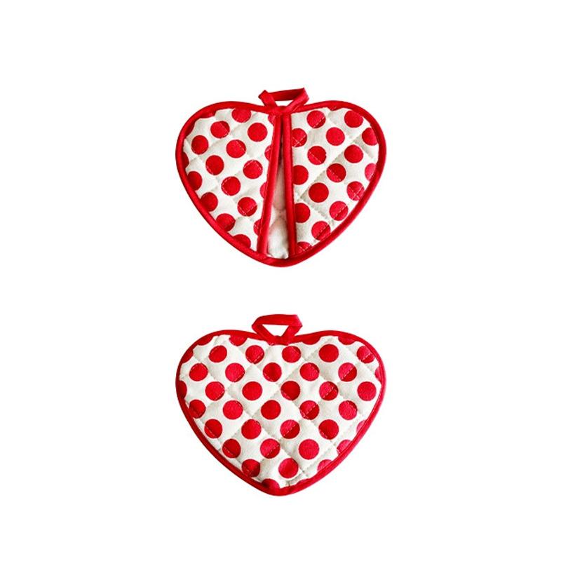 

1Pc Heat Insulation Pad Thermal Insulation Heart Shaped Oven Mitt Hand Clip Anti-scald Cotton Polka Dot Print Heat-proof