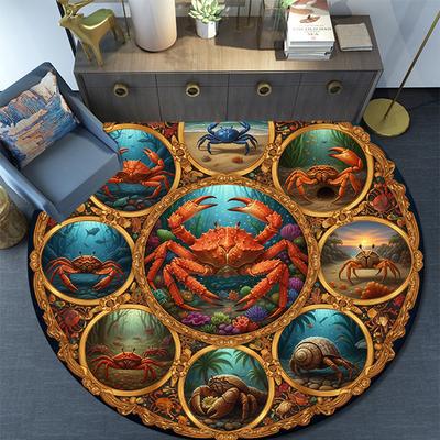 Cartoon Print Round Area Rug,Carpet Rug for Living Room Bedroom Sofa Playroom Decor,Non-slip Floor Mat