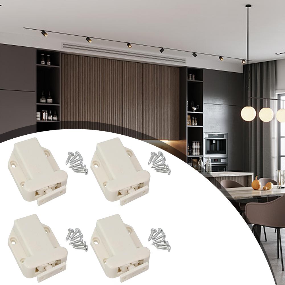 Kitchen Push To Open Touch Latch Tools 4pcs 55x43mm ABS Bookcases Cabinet Cupboard Drawer Accessories Hardware Useful