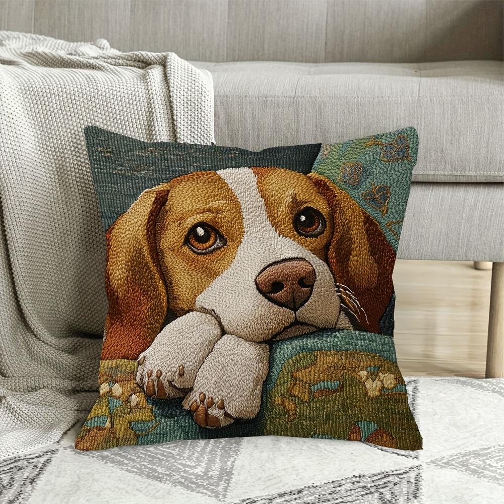 Short Plush Material Pillowcaseadorable 2D Flat-Printed Animal-Patterned Cushion Covers For Cozy Decor! Sofa Seat Mattress Cover