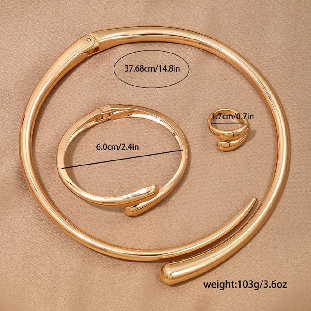 2/3 Stück Punk Wassertropfen Torques Choker Halskette Verstellbare Ringe Party Grunge Schmuckset Braut