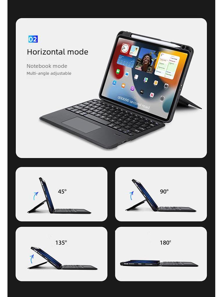 Wireless Bluetooth Keyboard and Magnetic Protective Cover for iPad Pro 11 and Air 6 (2024).