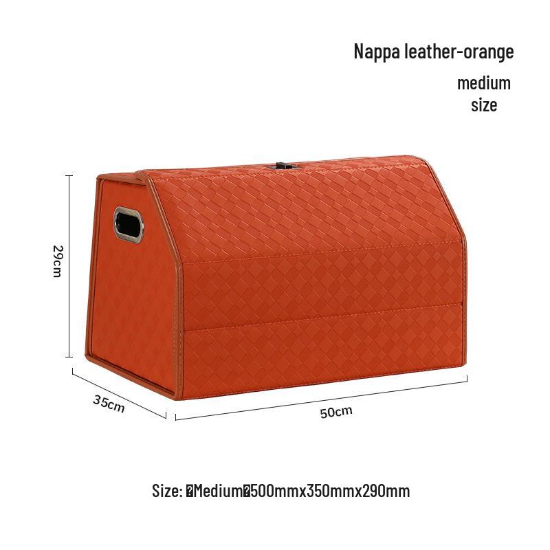 Großer Kofferraum-Organizer für das Auto, Leder mit Schafsfellmuster, Aufklappbares faltbares Design.