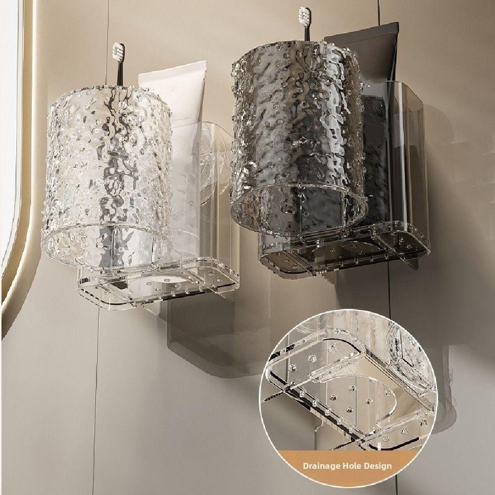 Quick-Drain Toothpaste Storage Rack Wall Mounted Toothbrush Dispenser with Cup  Home Use