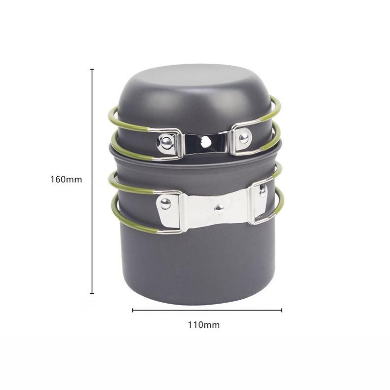 1-2 Person Camping Cookset, Portable Outdoor Cooking Pot with Nonstick Coating, Lightweight Nesting Pot Pan Kit for Hiking Backpacking Picnic