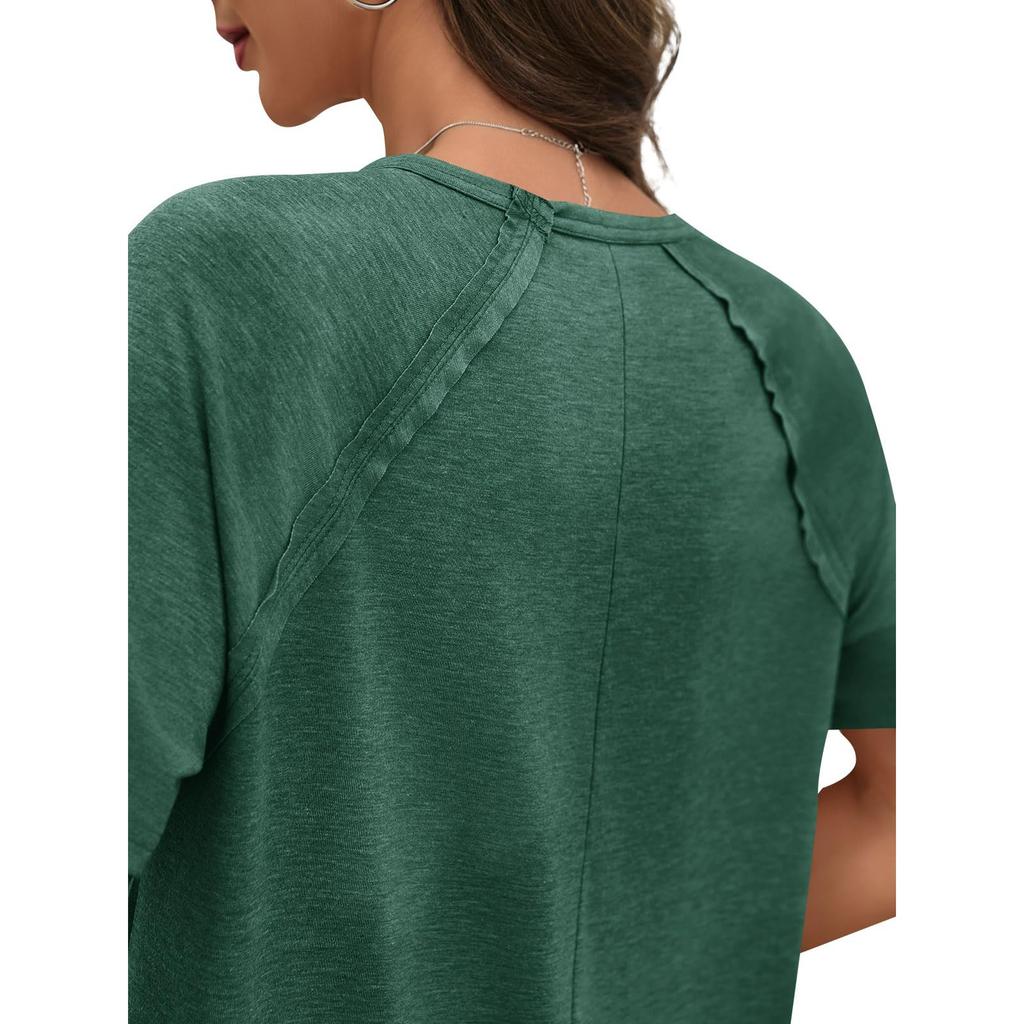 Womens Short Sleeve Tops Summer Side Split T Shirts Casual Loose Fit Basic Tees Shirts