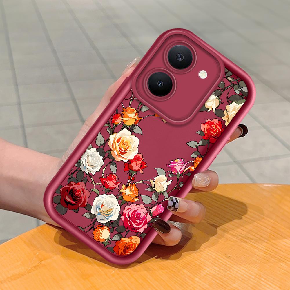 

Мягкий силиконовый квадратный чехол с рисунком лестницы для телефона, полное покрытие, противоударный защитный резиновый чехол для камеры для Vivo Vivo V50 Lite 5G темно-красного