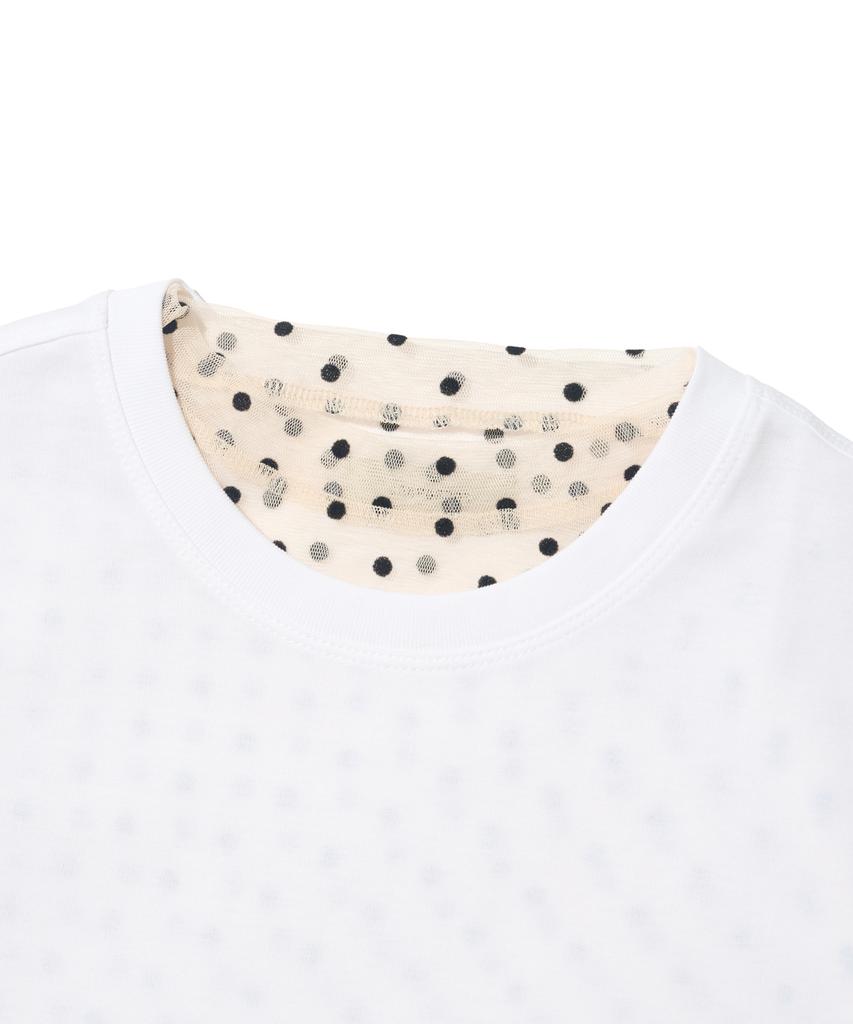 CARGOBROS FOR WOMAN Dot See-Through Long Sleeve Layered Short Sleeve Tee Set (Ivory/Ivory)