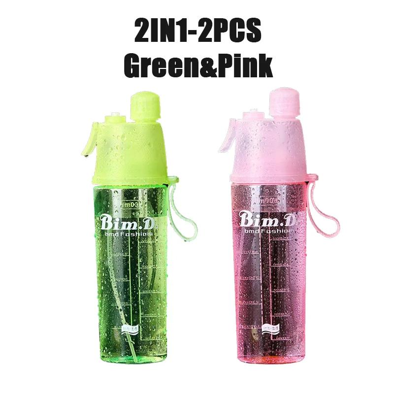 1/2/4PCS Creative Spray Portable Water Bottle Mist Atomizing Bottle for Outdoor Sports Gym Fitness Reusable Leak Proof Drinking