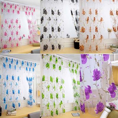 1 PCS Videiras Folhas Tule Porta Cortina Da Janela Painel Drape Sheer Scarf Valances
