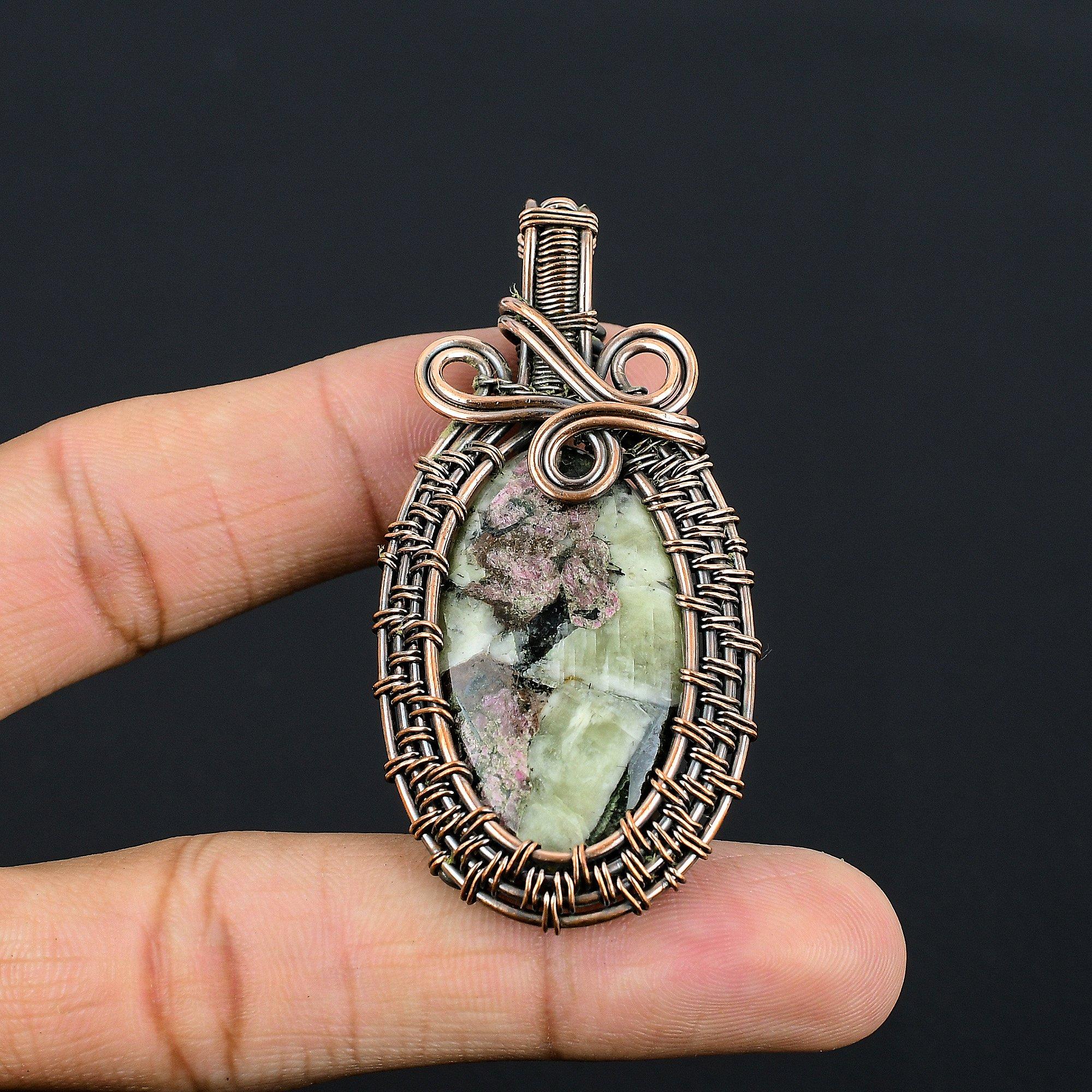 

Edulite 999 Copper Wire Wrapped Pendant, Handmade Gemstone Pendant Jewelry, Gifts For Wife Brand New Pendant 2.55 Inches