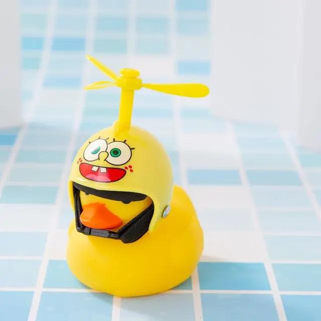 New Car Cute Wind-breaking Duck Interior Broken Wind Small Yellow Duck with Helmet  Airscrew Cycling Decoration Ornament Decor