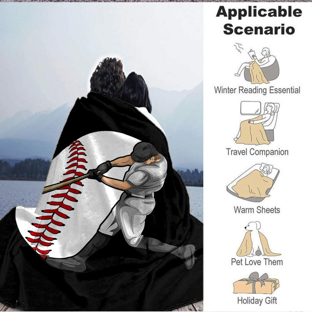 1pc Baseball Player Blanket, Lightweight Flannel Throw Blanket for Sofa, Bed, Travel, Camping, Living Room, Office, Couch065